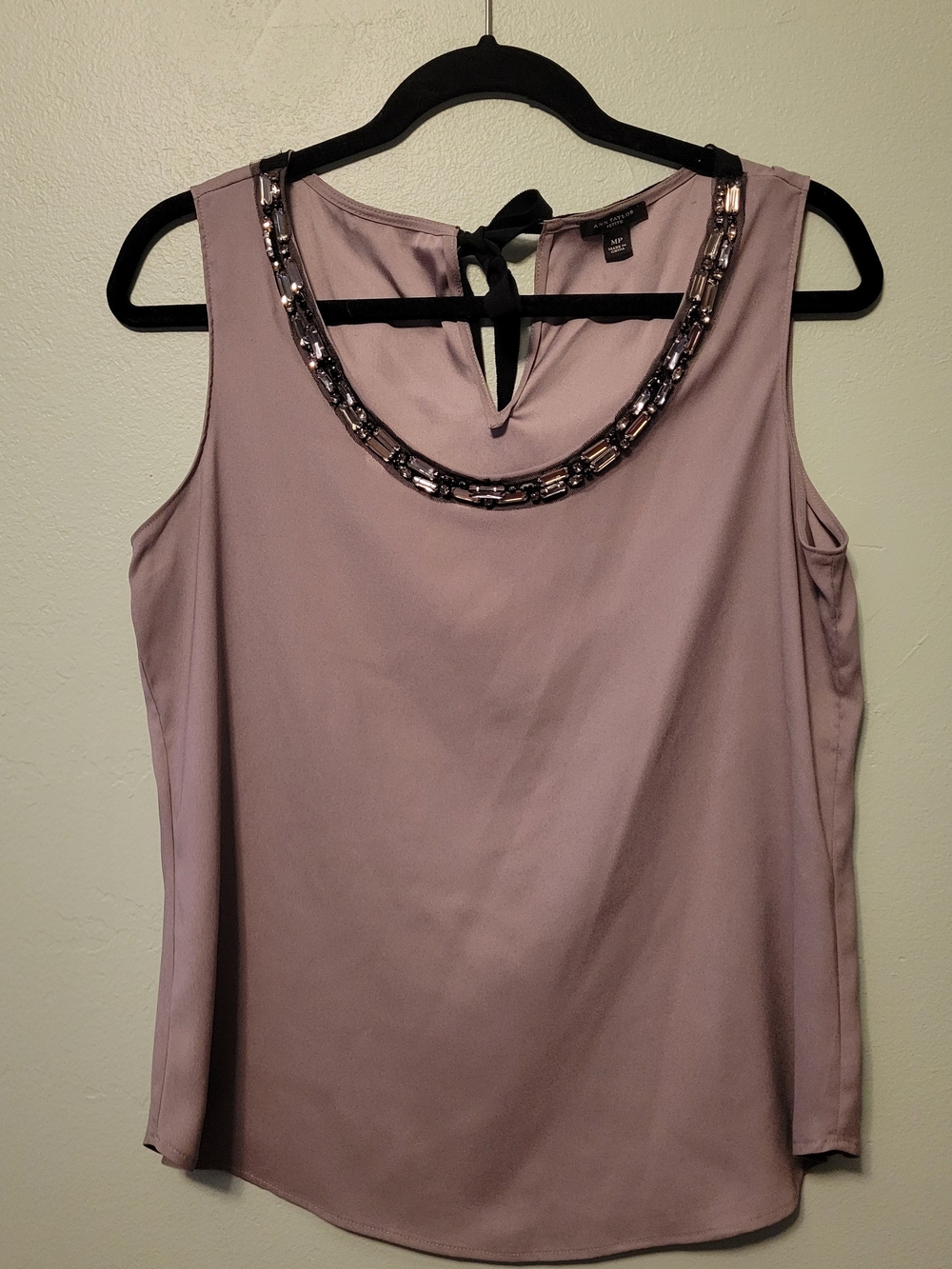 Ann Taylor Mauve Beaded Neck Sleeveless Camisole